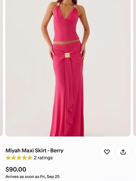 Peppermayo Dresses & Skirts - Peppermayo Berry Maxi skirt and top with Draped Front and Center Accent